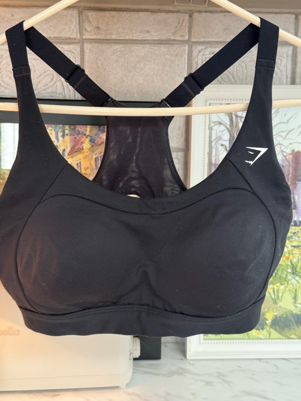 Gymshark Black Padded Racerback Sports Bra with Mesh Back Panel